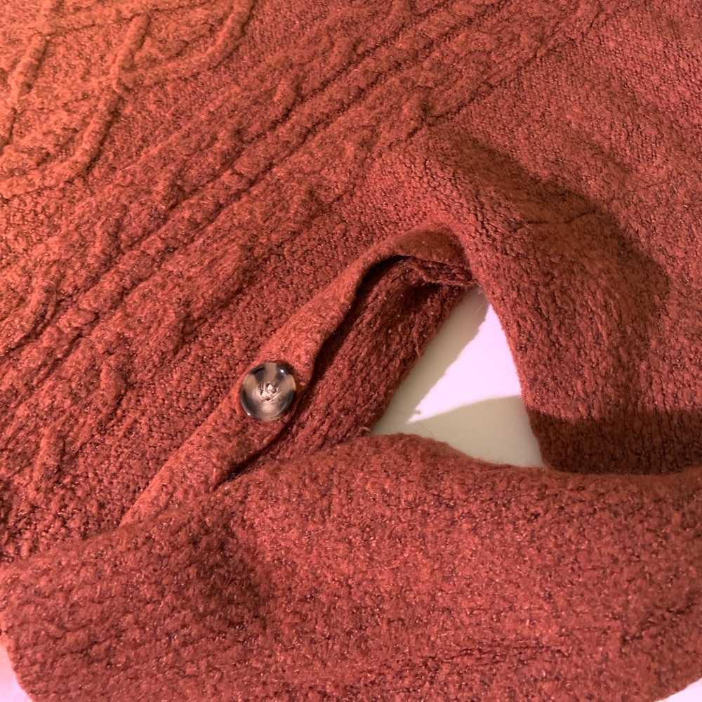 Medium Marled Rust Side Button Pullover Sweater - Picture 4 of 7